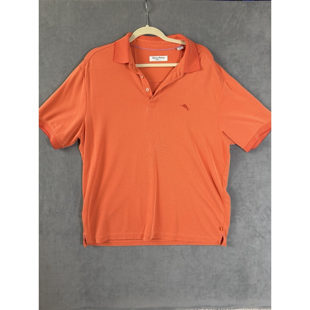 Tommy Bahamas Island Zone Men's Coral Orange Polo Shirt Size XL Resortwear Golf